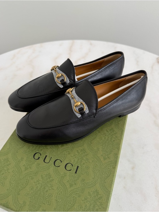 Gucci Shoes - Gucci Jordaan Horsebit Loafers Black Leather Size 7.5 NEW